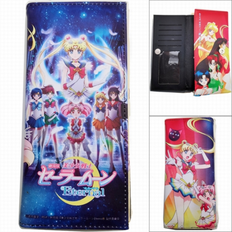 sailormoon Anime Long Tri-Fold Wallet Wallet with Colorful Snaps