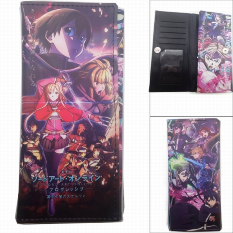 Sword Art Online Anime Long Tri-Fold Wallet Wallet with Colorful Snaps