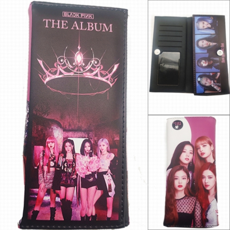 BLACK PINK Anime Long Tri-Fold Wallet Wallet with Colorful Snaps