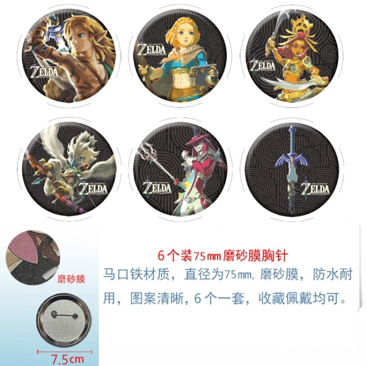 The Legend of Zelda Anime Matte film brooch badge 75MM a set of 6