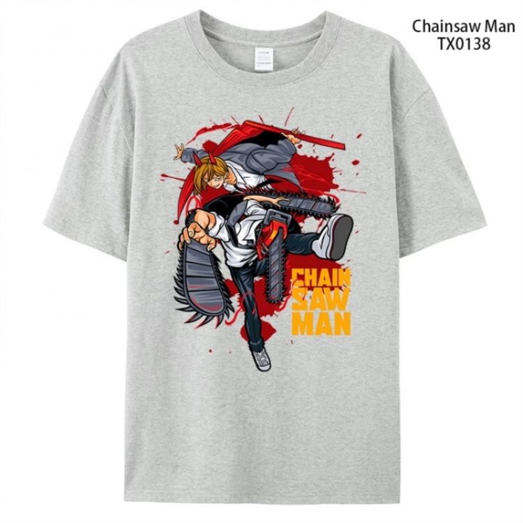 Chainsaw man Anime peripheral printed pure cotton T-shirt from S to 4XL