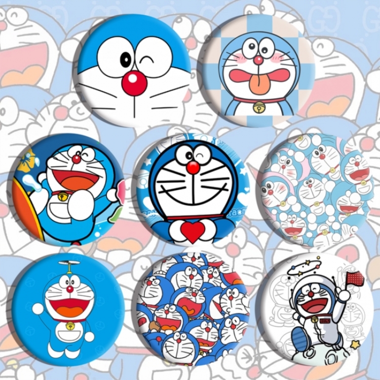 Doraemon Anime tinplate brooch badge a set of 8