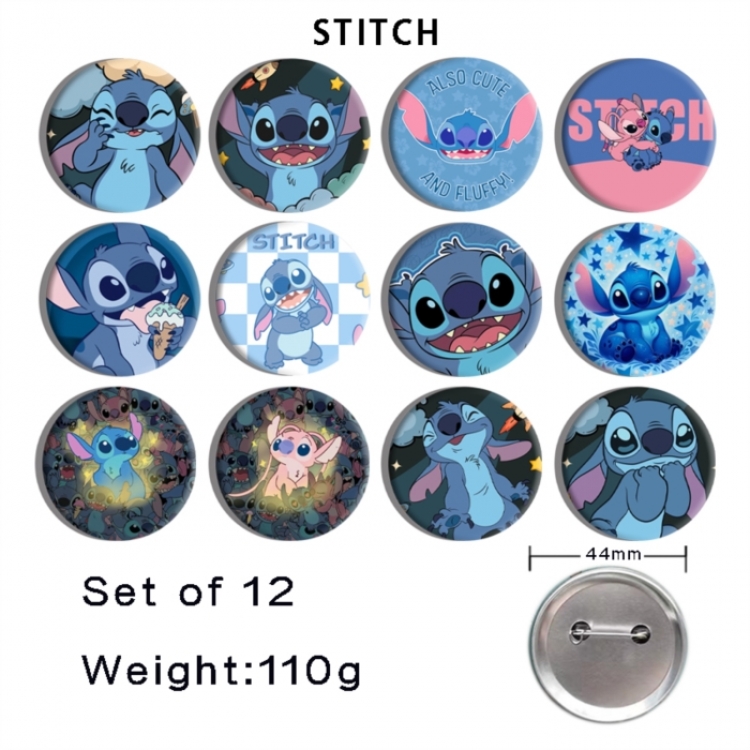 Lilo & Stitch Anime tinplate bright film badge 44mm a set of 12