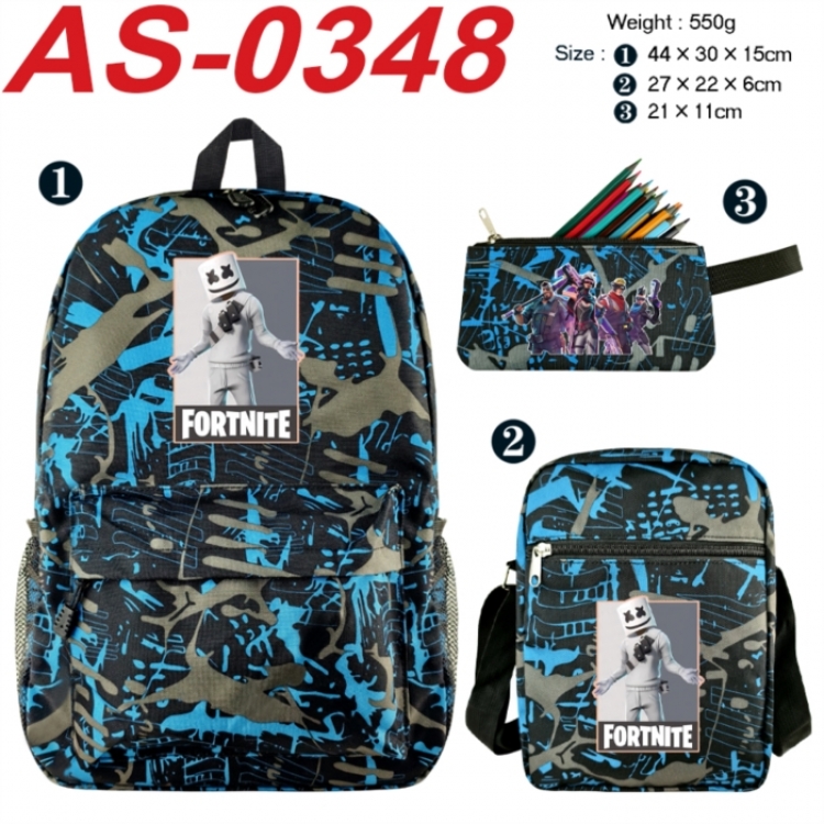 Fortnite Anime canvas backpack backpack+lunch bag+pencil case set 550g