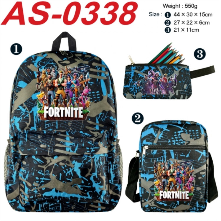Fortnite Anime canvas backpack backpack+lunch bag+pencil case set 550g