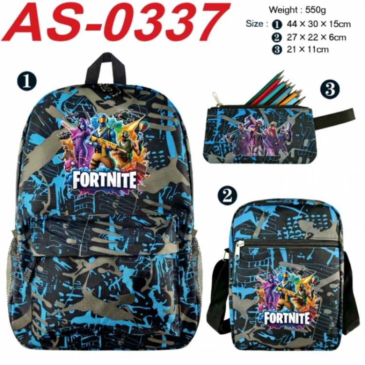 Fortnite Anime canvas backpack backpack+lunch bag+pencil case set 550g