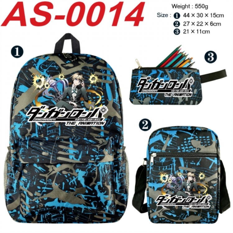Dangan-Ronpa Anime canvas backpack backpack+lunch bag+pencil case set 550g