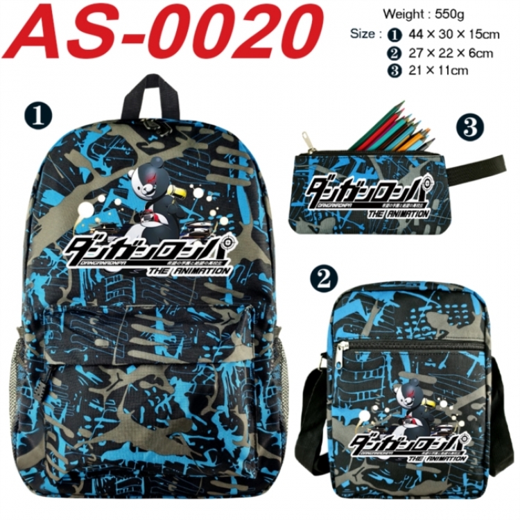 Dangan-Ronpa Anime canvas backpack backpack+lunch bag+pencil case set 550g