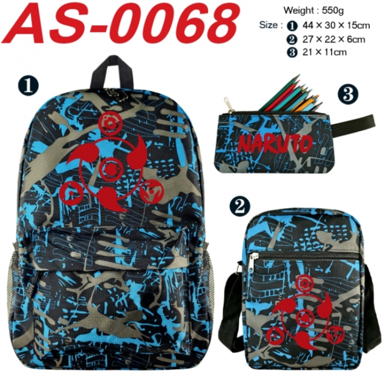 Naruto Anime canvas backpack backpack+lunch bag+pencil case set 550g