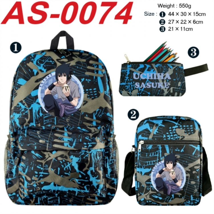 Naruto Anime canvas backpack backpack+lunch bag+pencil case set 550g