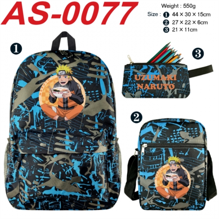 Naruto Anime canvas backpack backpack+lunch bag+pencil case set 550g