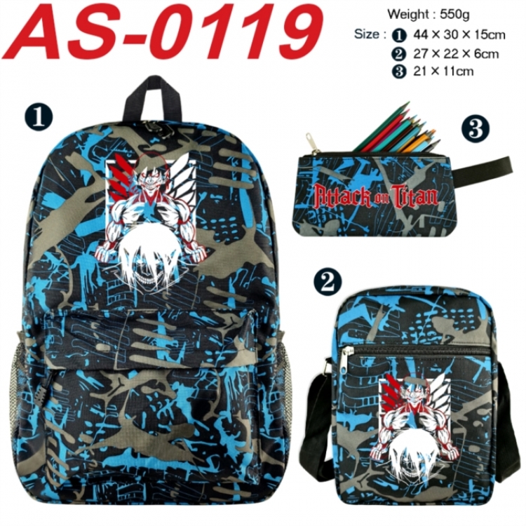 Shingeki no Kyojin Anime canvas backpack backpack+lunch bag+pencil case set 550g