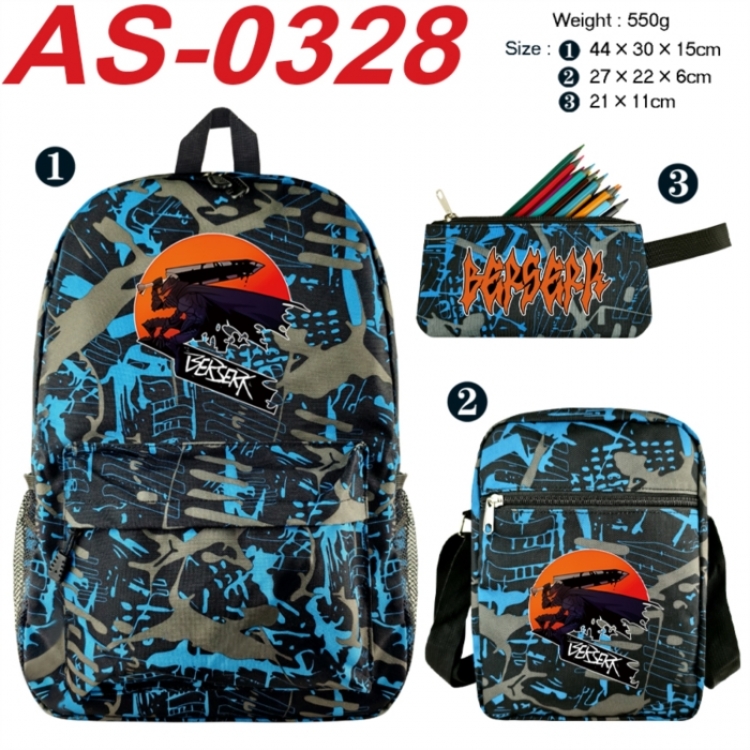 Berserk Anime canvas backpack backpack+lunch bag+pencil case set 550g