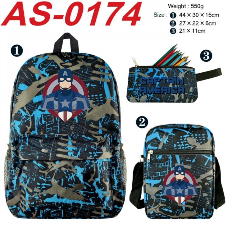 Marvel Anime canvas backpack backpack+lunch bag+pencil case set 550g