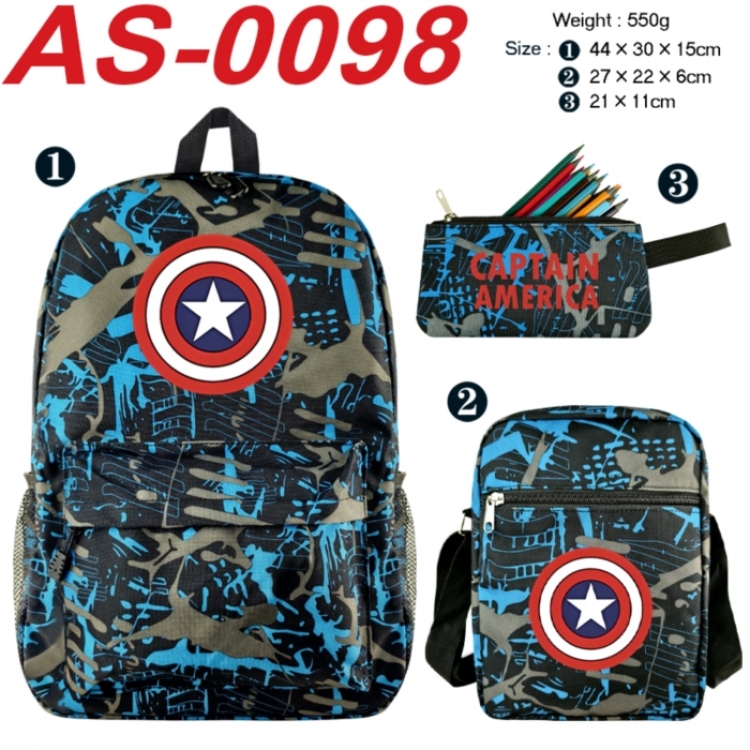 Marvel Anime canvas backpack backpack+lunch bag+pencil case set 550g