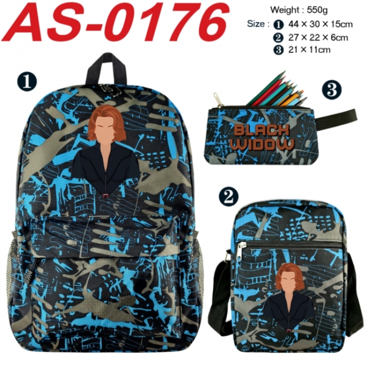 Marvel Anime canvas backpack backpack+lunch bag+pencil case set 550g