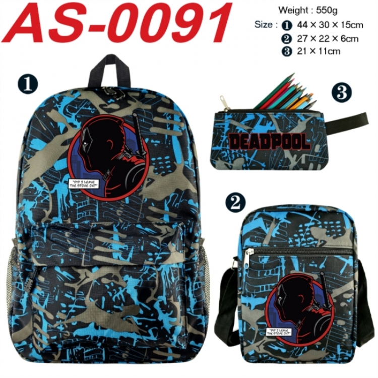 Marvel Anime canvas backpack backpack+lunch bag+pencil case set 550g