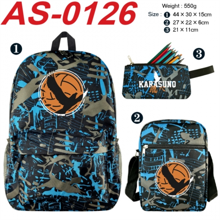 Haikyuu!! Anime canvas backpack backpack+lunch bag+pencil case set 550g
