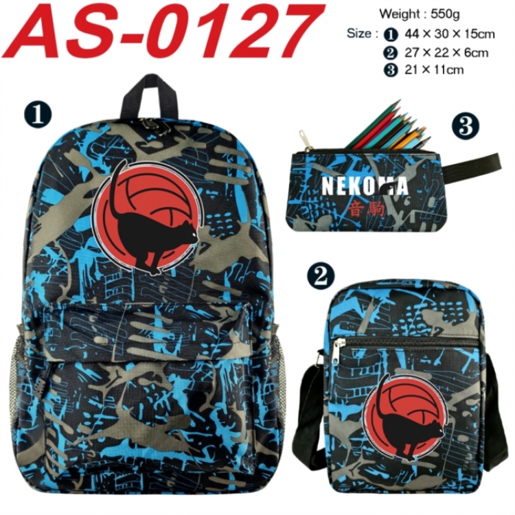 Haikyuu!! Anime canvas backpack backpack+lunch bag+pencil case set 550g