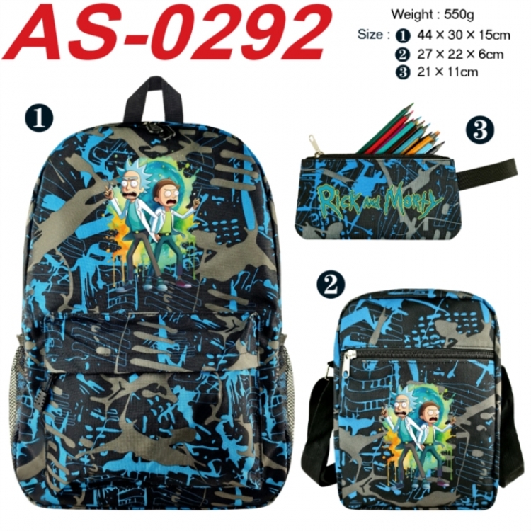 Rick and Morty Anime canvas backpack backpack+lunch bag+pencil case set 550g