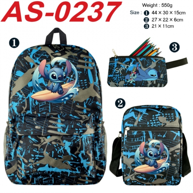 Lilo & Stitch Anime canvas backpack backpack+lunch bag+pencil case set 550g
