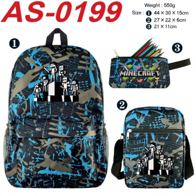 Minecraft Anime canvas backpack backpack+lunch bag+pencil case set 550g