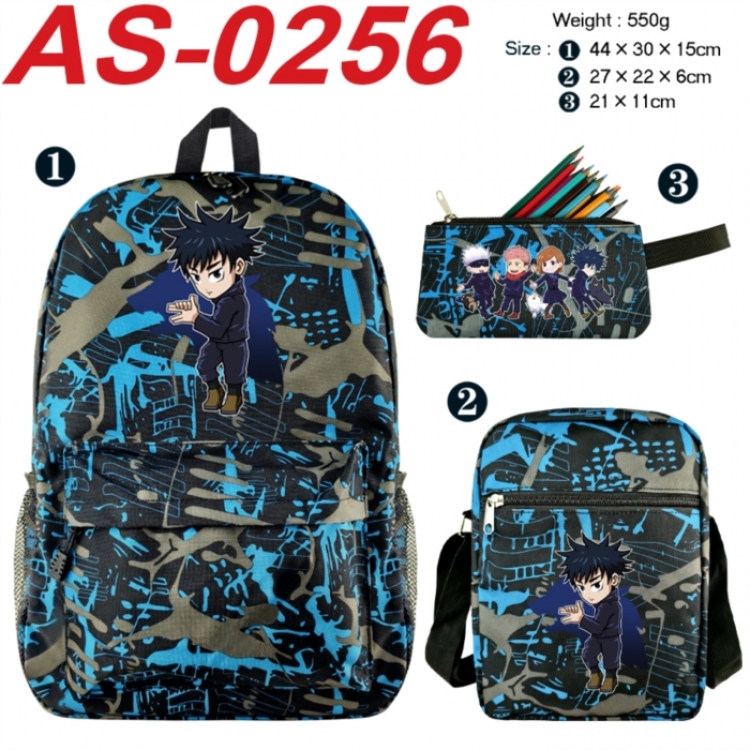 Jujutsu Kaisen Anime canvas backpack backpack+lunch bag+pencil case set 550g