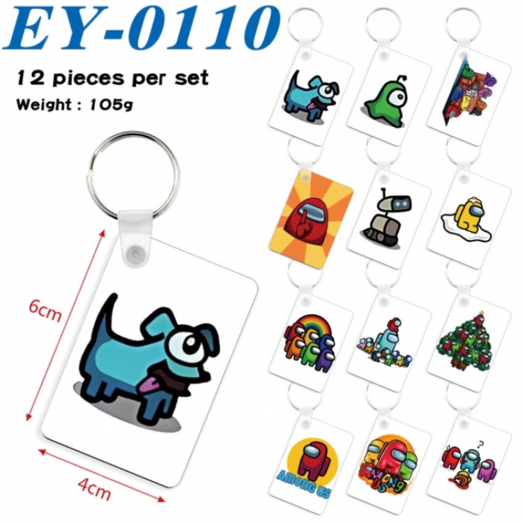 Among us Anime rectangular keychain pendant 6x4cm a set of 12