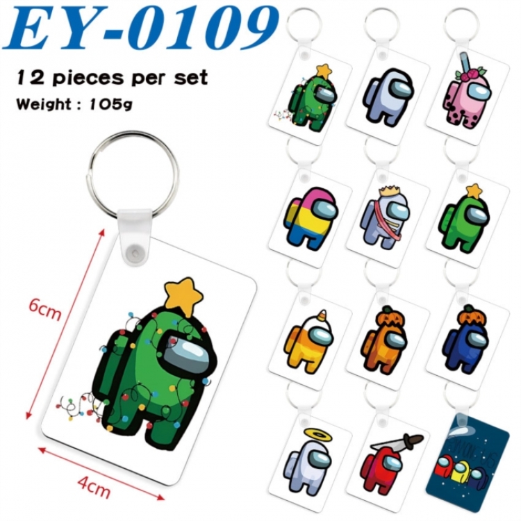 Among us Anime rectangular keychain pendant 6x4cm a set of 12