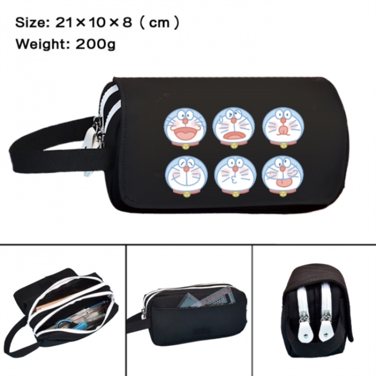 Doraemon Anime peripheral handheld large capacity double-layer Oxford cloth pencil case 21X10X8cm