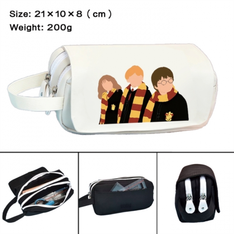 Harry Potter Anime peripheral handheld large capacity double-layer Oxford cloth pencil case 21X10X8cm