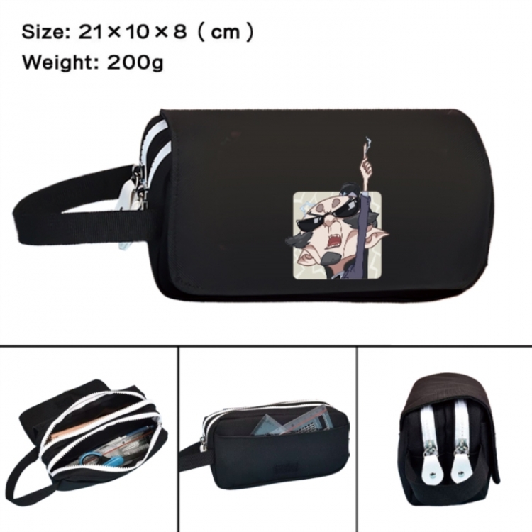 Nezha Anime peripheral handheld large capacity double-layer Oxford cloth pencil case 21X10X8cm
