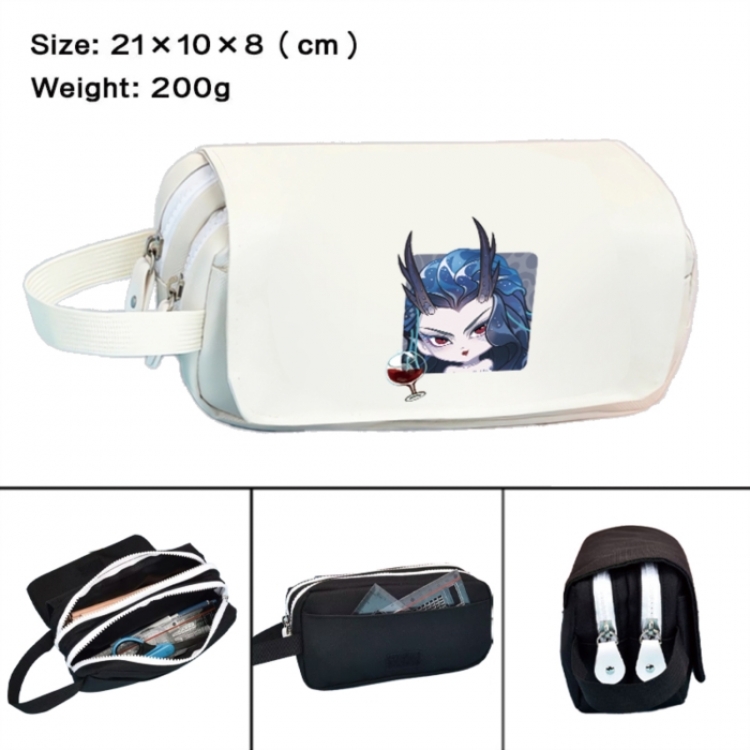 Nezha Anime peripheral handheld large capacity double-layer Oxford cloth pencil case 21X10X8cm