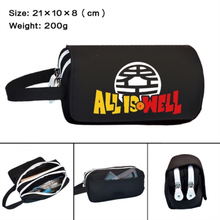 DRAGON BALL Anime peripheral handheld large capacity double-layer Oxford cloth pencil case 21X10X8cm