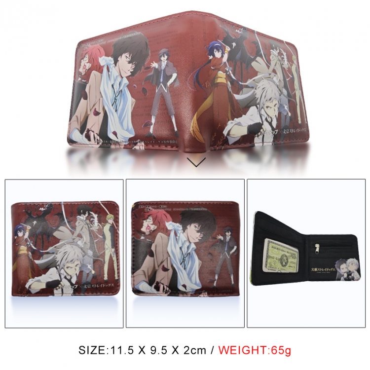 Bungo Stray Dogs 3D concave convex two fold short card wallet wallet wallet 11X9.5X2cm 65G
