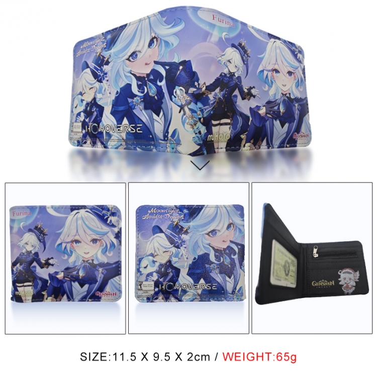 Genshin Impact 3D concave convex two fold short card wallet wallet wallet 11X9.5X2cm 65G