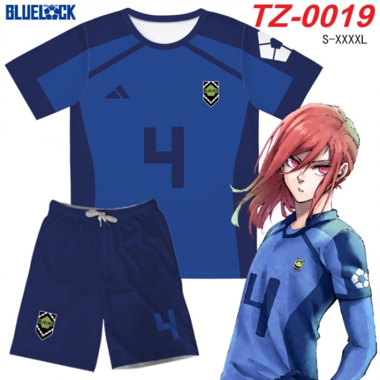 BLUE LOCK Anime Ant Wrinkle Material Full Color Short Sleeve T-shirt+Shorts Set from S to 4XL