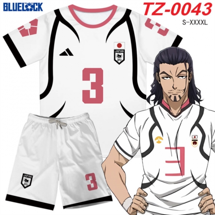 BLUE LOCK Anime Ant Wrinkle Material Full Color Short Sleeve T-shirt+Shorts Set from S to 4XL