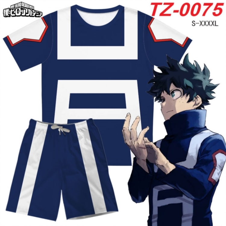 My Hero Academia Anime Ant Wrinkle Material Full Color Short Sleeve T-shirt+Shorts Set from S to 4XL