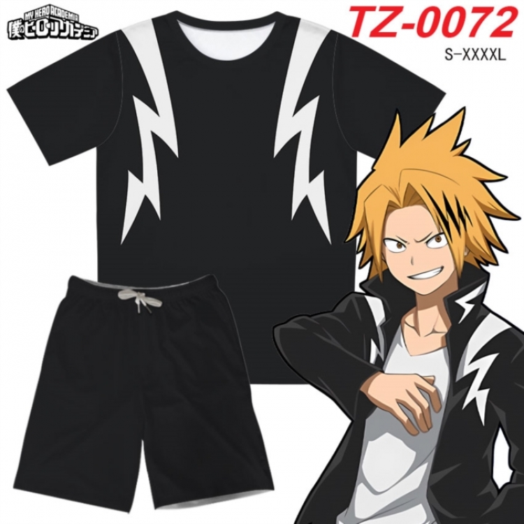 My Hero Academia Anime Ant Wrinkle Material Full Color Short Sleeve T-shirt+Shorts Set from S to 4XL