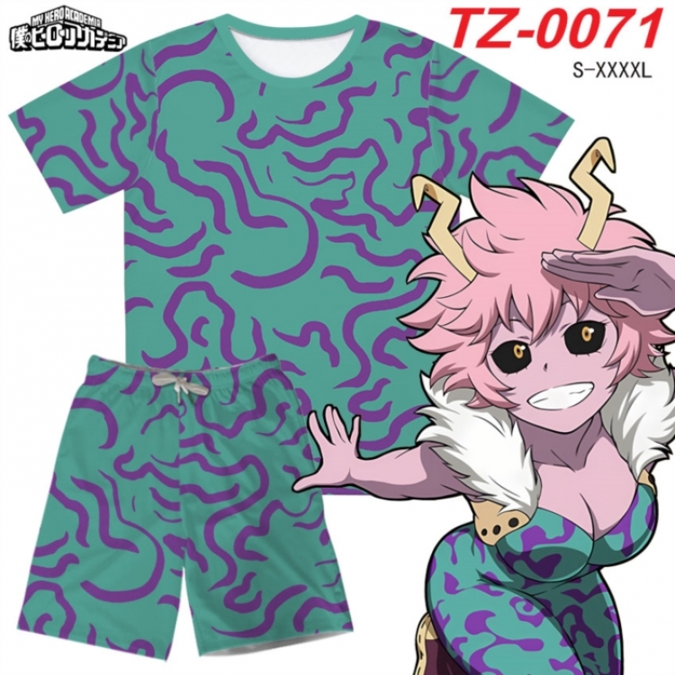 My Hero Academia Anime Ant Wrinkle Material Full Color Short Sleeve T-shirt+Shorts Set from S to 4XL