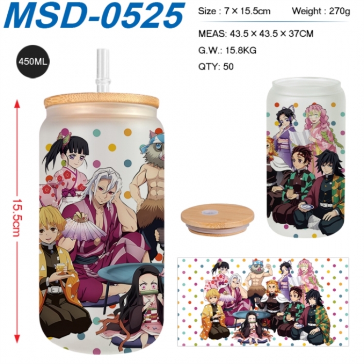 Demon Slayer Kimets Anime frosted glass cup with straw 450ML