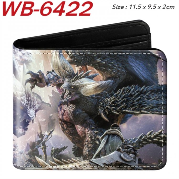 Monster Hunter Animation color PU leather half fold wallet 11.5X9X2CM