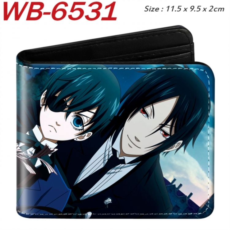 Kuroshitsuji Animation color PU leather half fold wallet 11.5X9X2CM