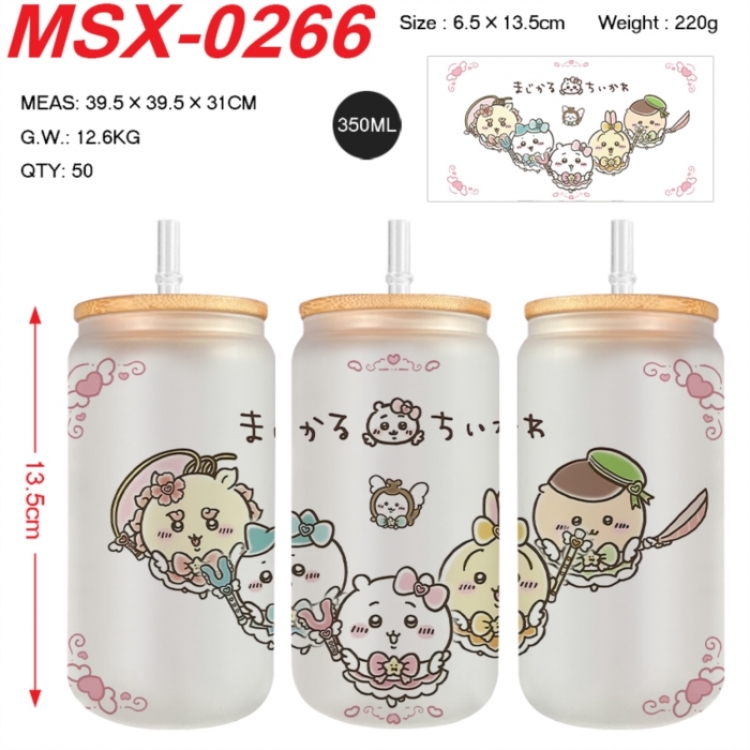 Chiikawa Anime frosted glass cup with straw 350ML