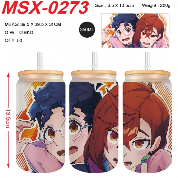 Dandadan Anime frosted glass cup with straw 350ML
