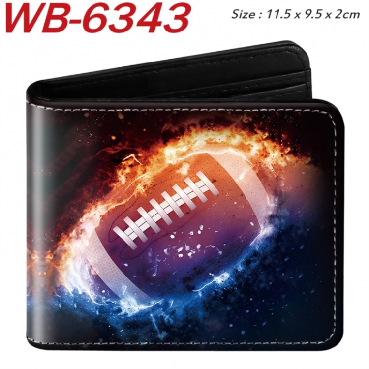 ball game Animation color PU leather half fold wallet 11.5X9X2CM