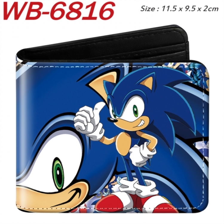 Sonic The Hedgehog Animation color PU leather half fold wallet 11.5X9X2CM