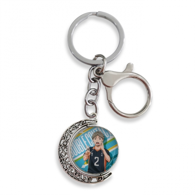 Haikyuu!! Anime double-sided crystal rotating gemstone keychain pendant price for 5 pcs