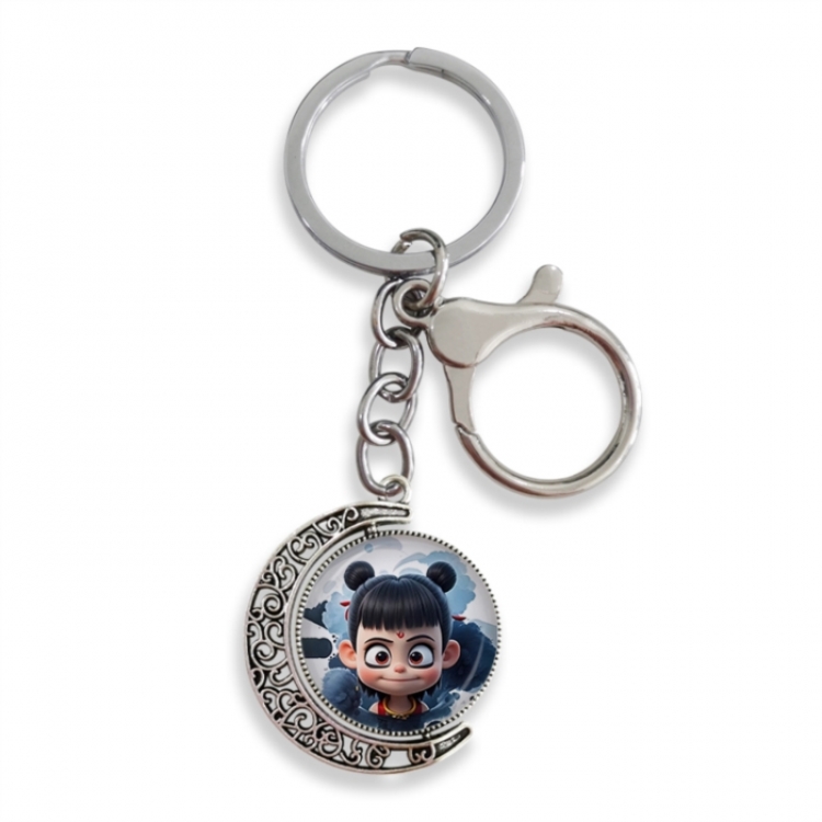 Nezha Anime double-sided crystal rotating gemstone keychain pendant price for 5 pcs